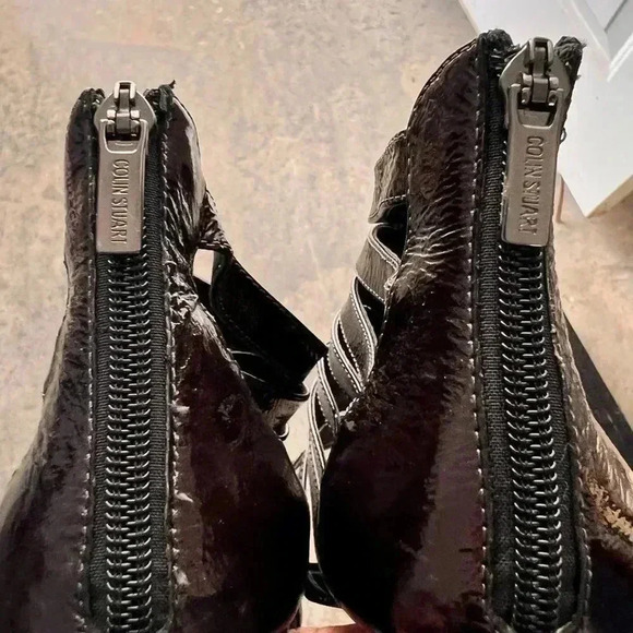 Colin Stuart Brown Patton Leather Open Toe Strappy Heel Size 9 - Picture 3 of 7